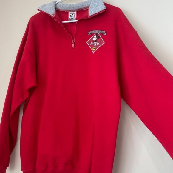 Y2K WALT DISNEY SWEATSHIRT AUTHENTIC RED MINNI MOUSE POLKA DOT DRESS Sz L - Picture 13 of 16